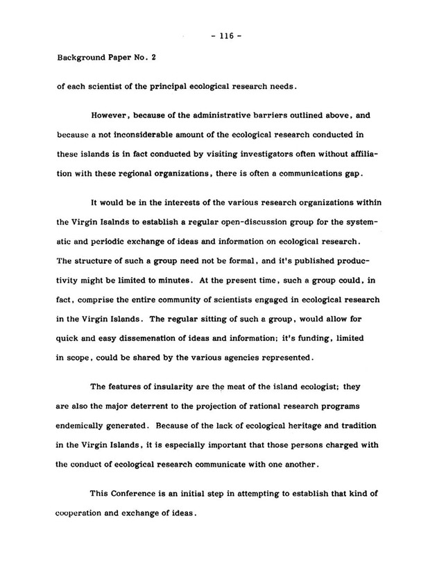 Virgin Islands research needs conference, 24 April 1973 proceedings - Page 116