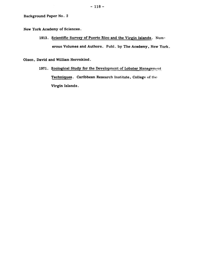 Virgin Islands research needs conference, 24 April 1973 proceedings - Page 118