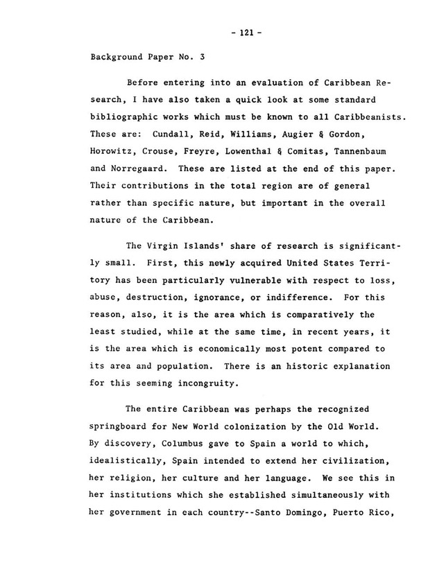 Virgin Islands research needs conference, 24 April 1973 proceedings - Page 121