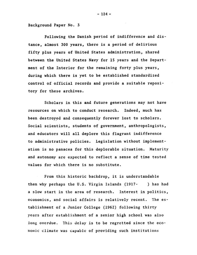 Virgin Islands research needs conference, 24 April 1973 proceedings - Page 124