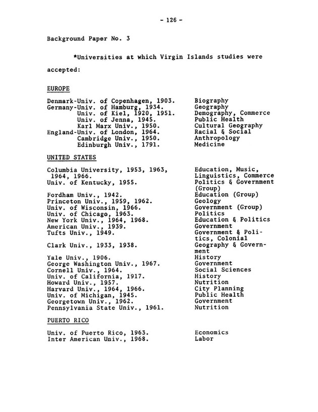 Virgin Islands research needs conference, 24 April 1973 proceedings - Page 126