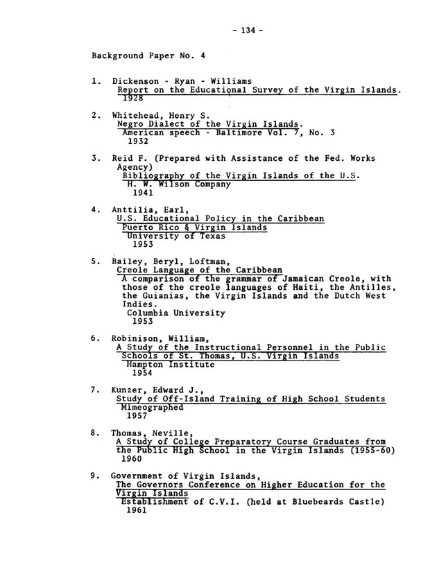 Virgin Islands research needs conference, 24 April 1973 proceedings - Page 134