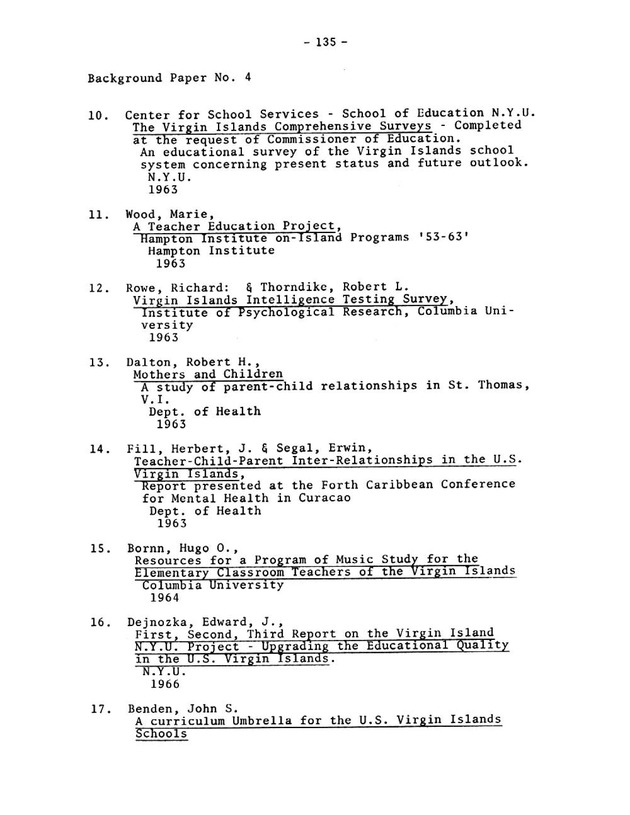 Virgin Islands research needs conference, 24 April 1973 proceedings - Page 135