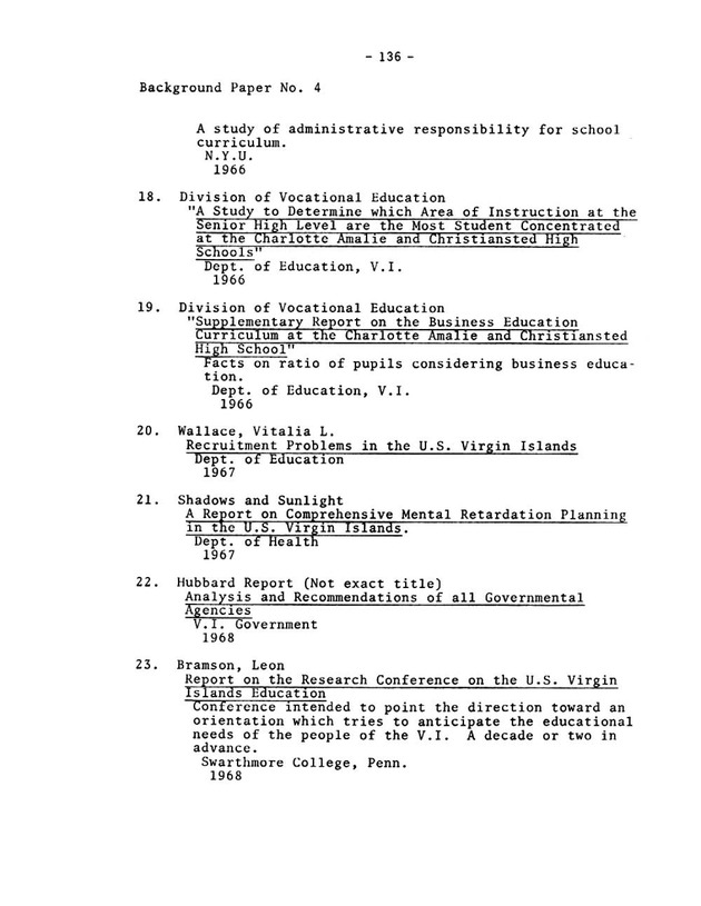 Virgin Islands research needs conference, 24 April 1973 proceedings - Page 136