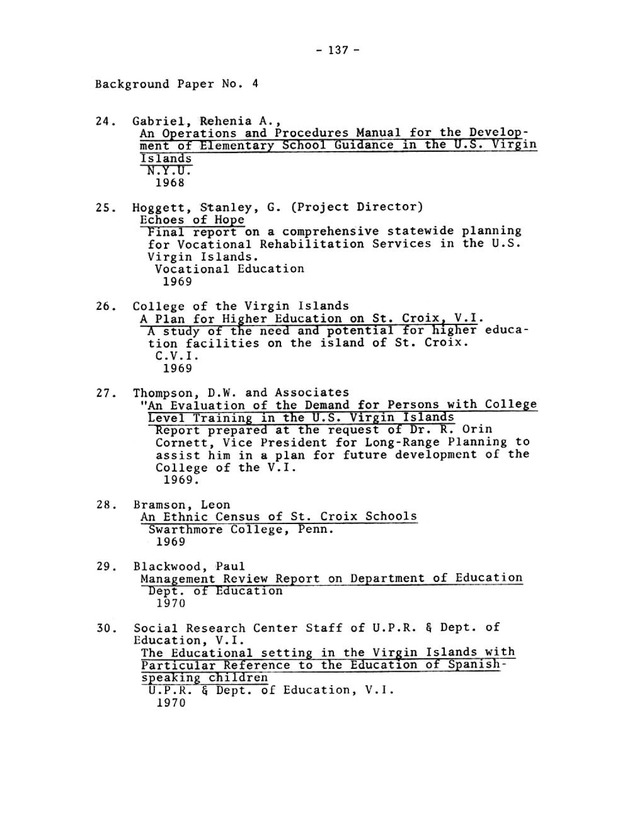 Virgin Islands research needs conference, 24 April 1973 proceedings - Page 137