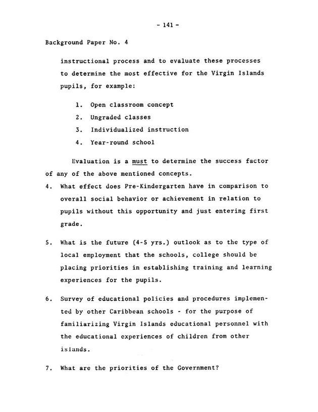 Virgin Islands research needs conference, 24 April 1973 proceedings - Page 141