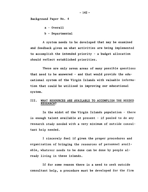 Virgin Islands research needs conference, 24 April 1973 proceedings - Page 142