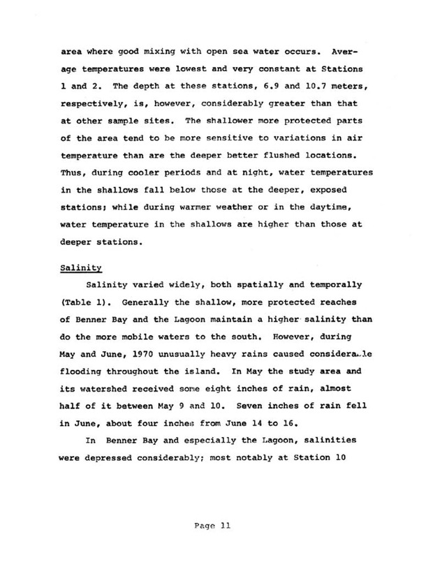 Water quality and environmental status of Benner Bay-Mangrove Lagoon, St. Thomas - Page 11