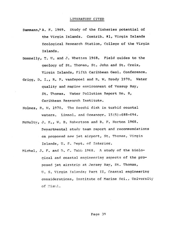 Water quality and environmental status of Benner Bay-Mangrove Lagoon, St. Thomas - Page 39