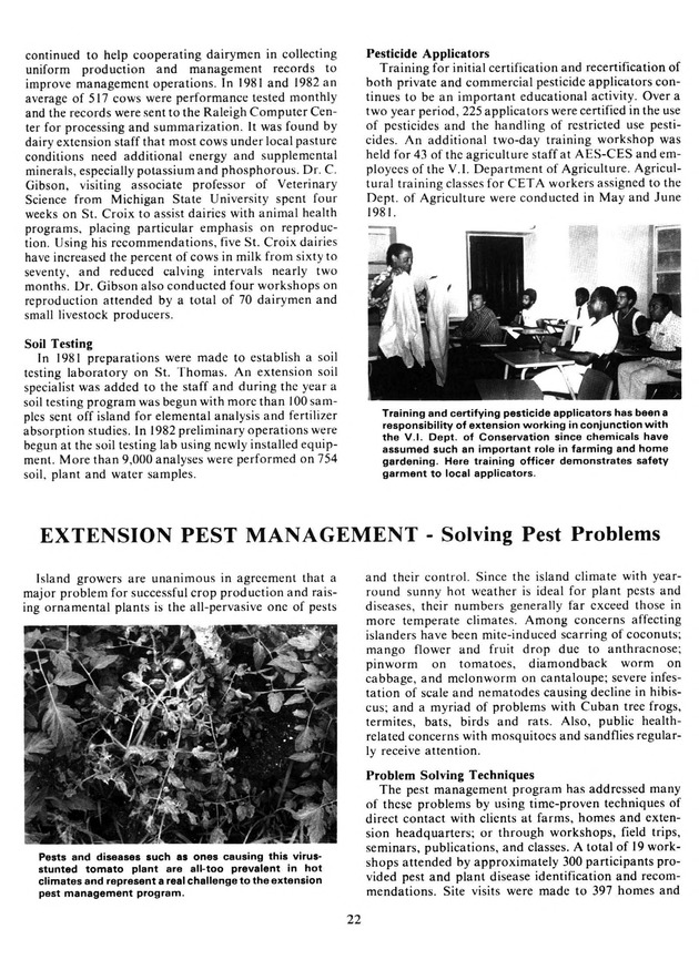 Report: Agricultural Experiment Station--Cooperative Extension Service 1981-1982 - Page 22