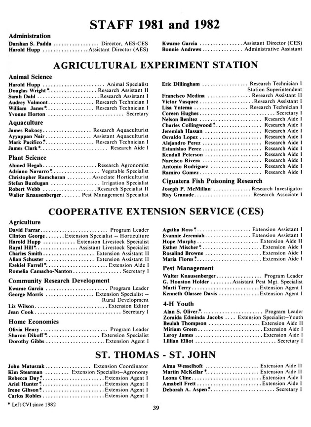 Report: Agricultural Experiment Station--Cooperative Extension Service 1981-1982 - Page 39