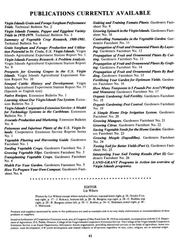 Report: Agricultural Experiment Station--Cooperative Extension Service 1981-1982 - Page 41