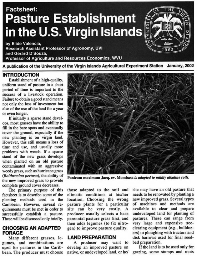 Pasture establishment in the U.S. Virgin Islands - Page 1