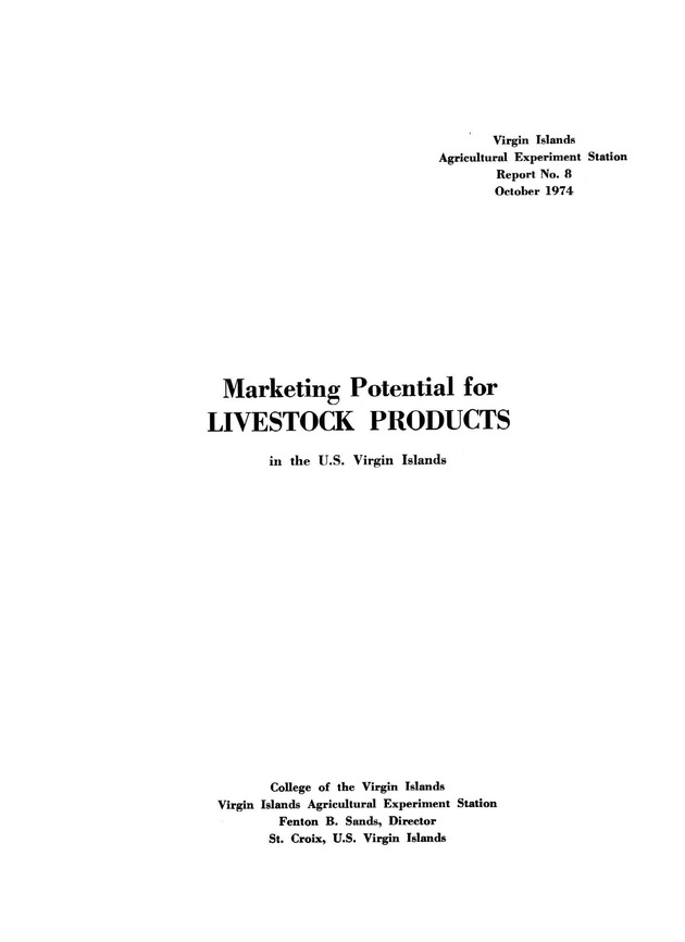 Marketing potential for livestock products in the U.S. Virgin Islands - Page ii