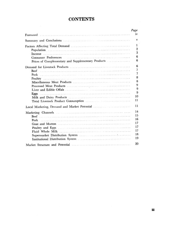 Marketing potential for livestock products in the U.S. Virgin Islands - Page iii