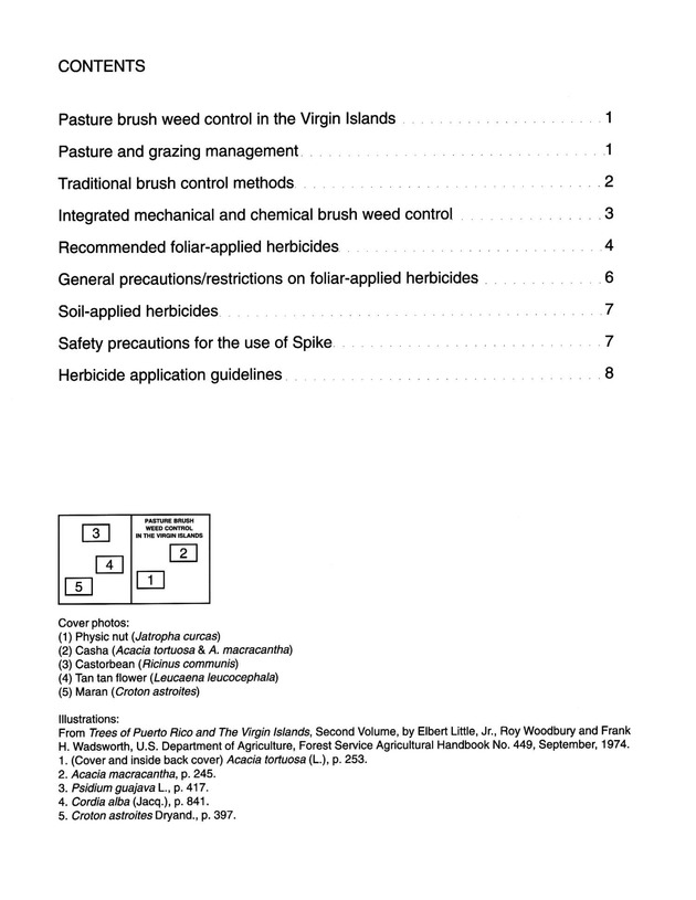 Pasture brush weed control in the Virgin Islands  - Table of Contents