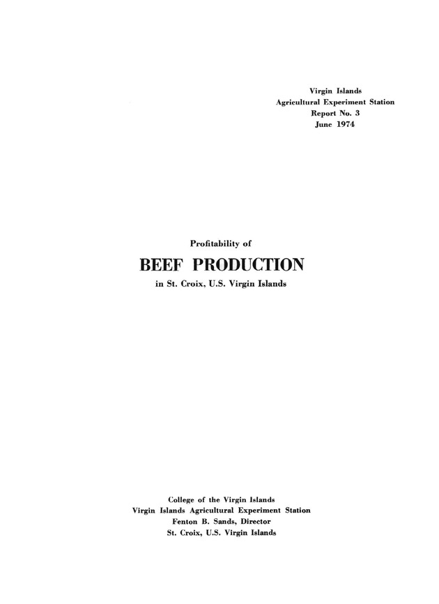 Profitability of beef production in St. Croix, U.S. Virgin Islands - Page i