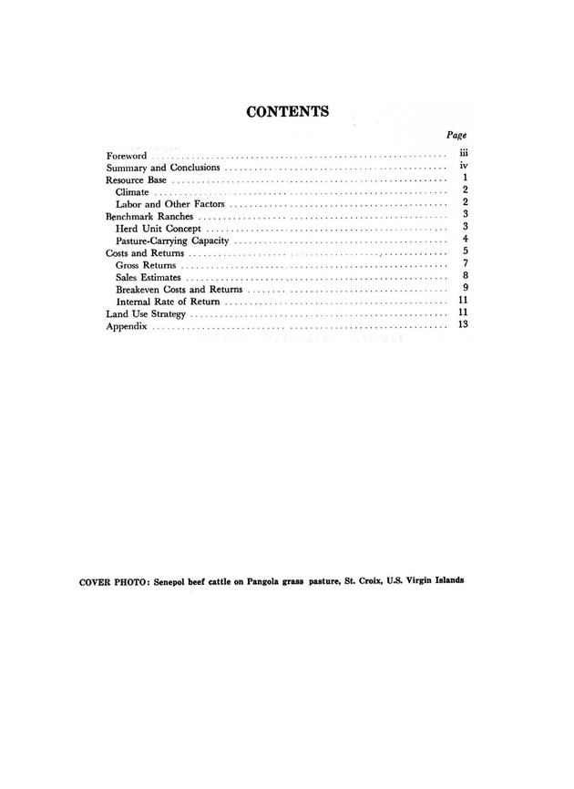 Profitability of beef production in St. Croix, U.S. Virgin Islands - Page ii