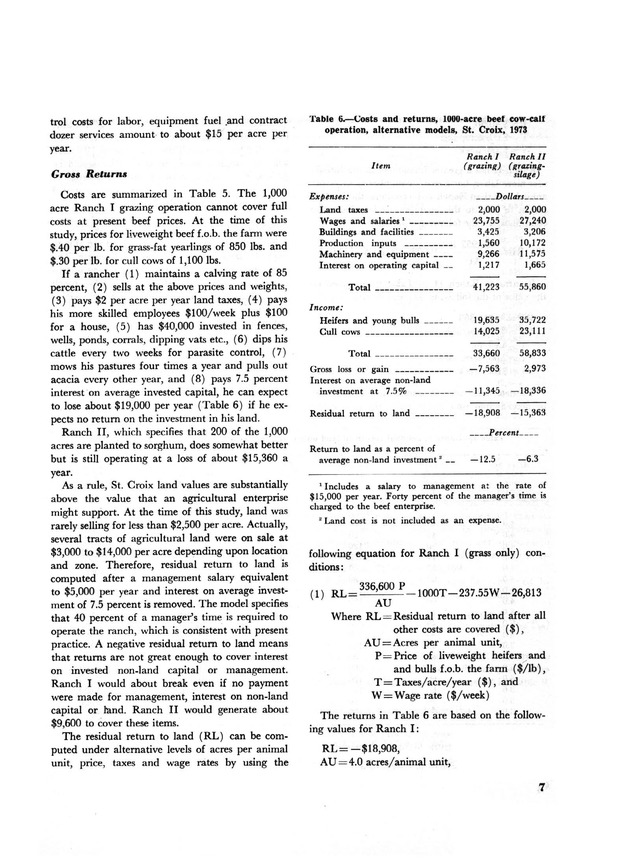 Profitability of beef production in St. Croix, U.S. Virgin Islands - Page 7