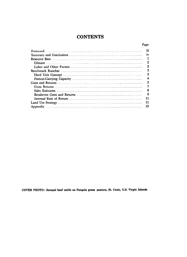 Profitability of dairy farming in St. Croix, U.S. Virgin Islands - Page ii