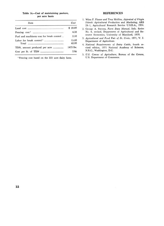 Profitability of dairy farming in St. Croix, U.S. Virgin Islands - Page 12