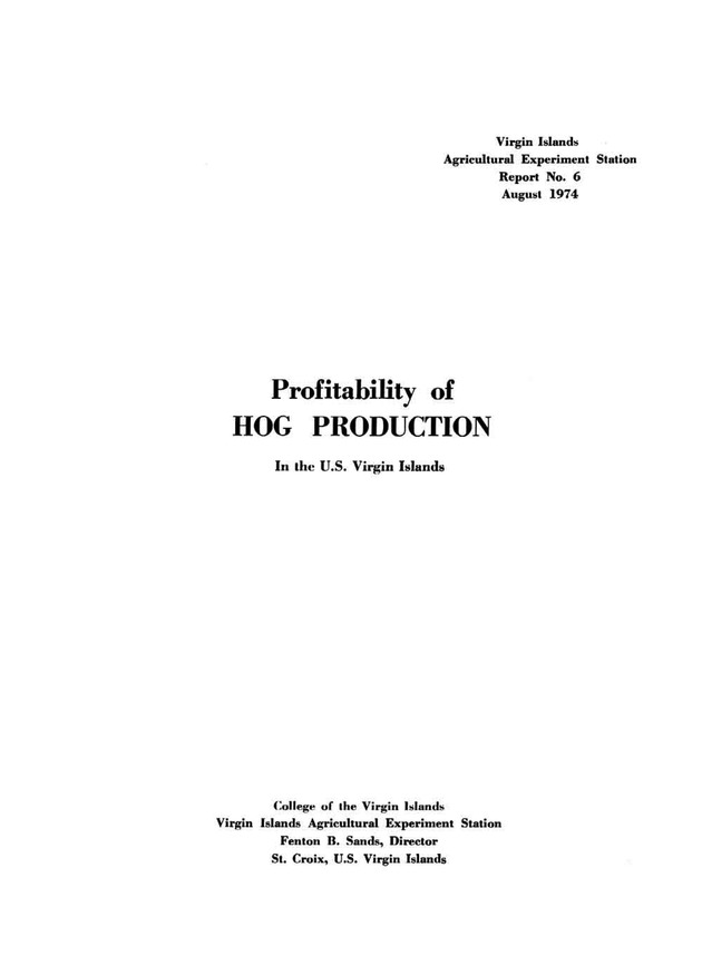 Profitability of hog production in the U.S. Virgin Islands - Page ii