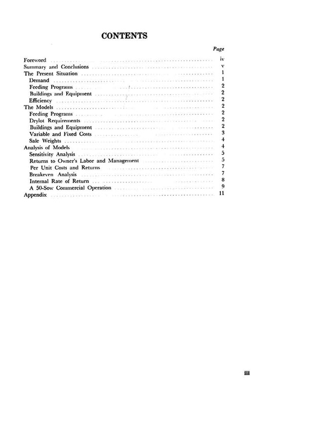 Profitability of hog production in the U.S. Virgin Islands - Page iii