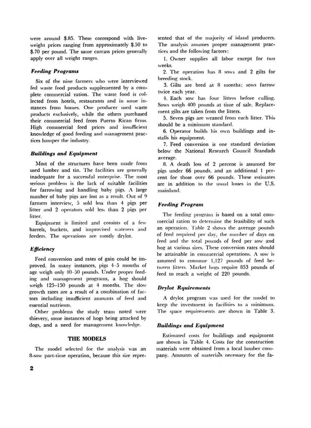 Profitability of hog production in the U.S. Virgin Islands - Page 2