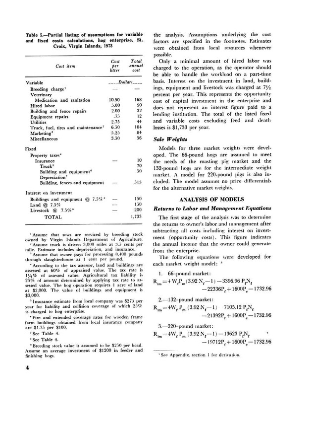 Profitability of hog production in the U.S. Virgin Islands - Page 4