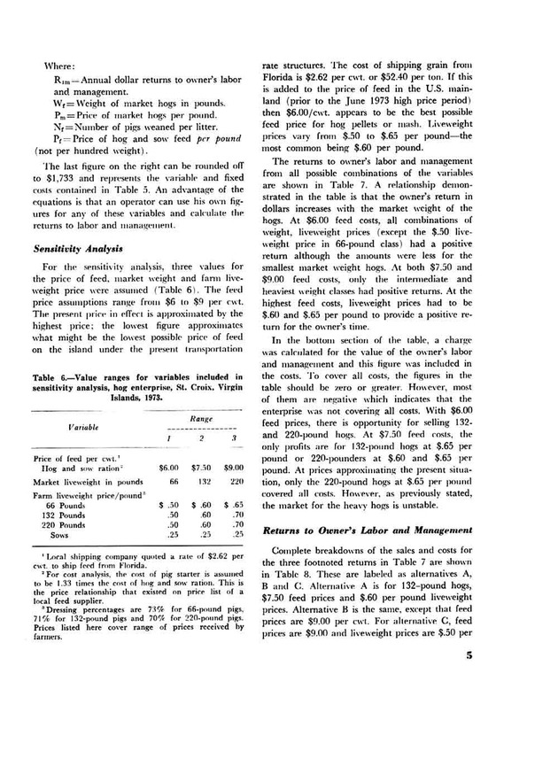 Profitability of hog production in the U.S. Virgin Islands - Page 5