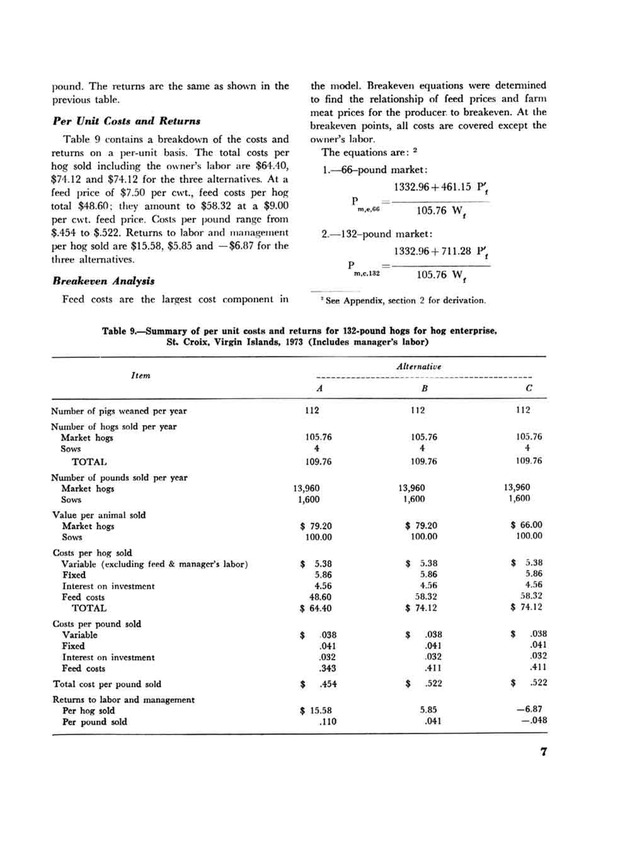 Profitability of hog production in the U.S. Virgin Islands - Page 7