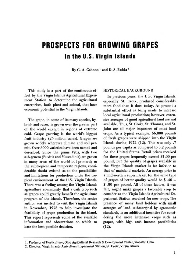 Prospects for growing grapes in the U.S. Virgin Islands - Page 1