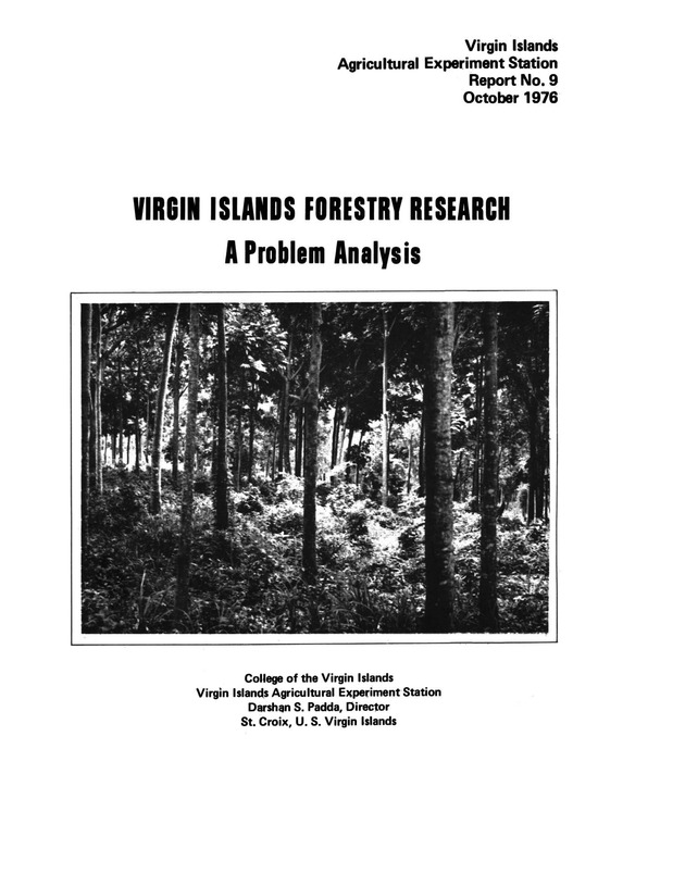 Virgin Islands forestry research - Front Cover