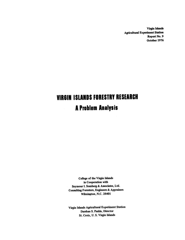 Virgin Islands forestry research - Page i