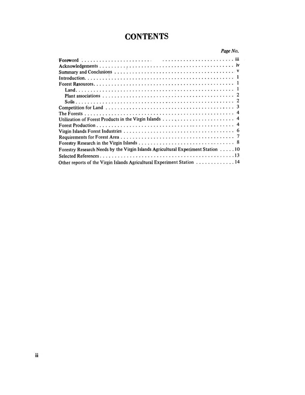 Virgin Islands forestry research - Page ii