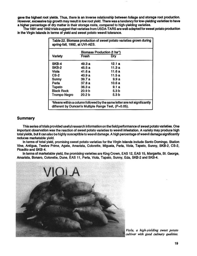 Yield performance of selected vegetable varieties in the U.S. Virgin Islands, 1988-1992 - Page 19