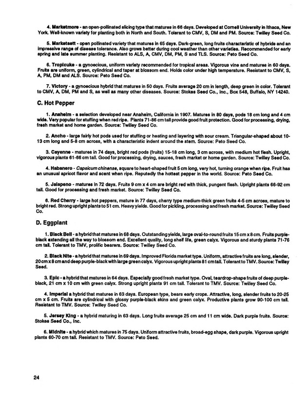 Yield performance of selected vegetable varieties in the U.S. Virgin Islands, 1988-1992 - Page 24