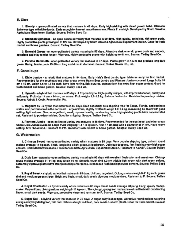 Yield performance of selected vegetable varieties in the U.S. Virgin Islands, 1988-1992 - Page 25