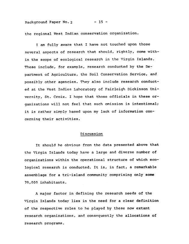 Ecological research in the Virgin Islands, historical and administrative background - Page 15