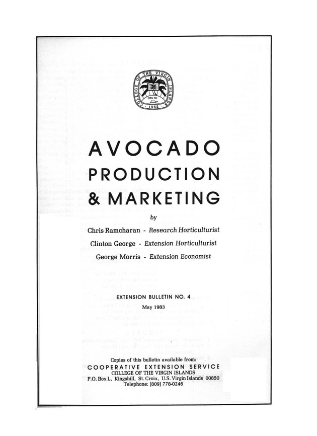 Avocado production & marketing - Title Page