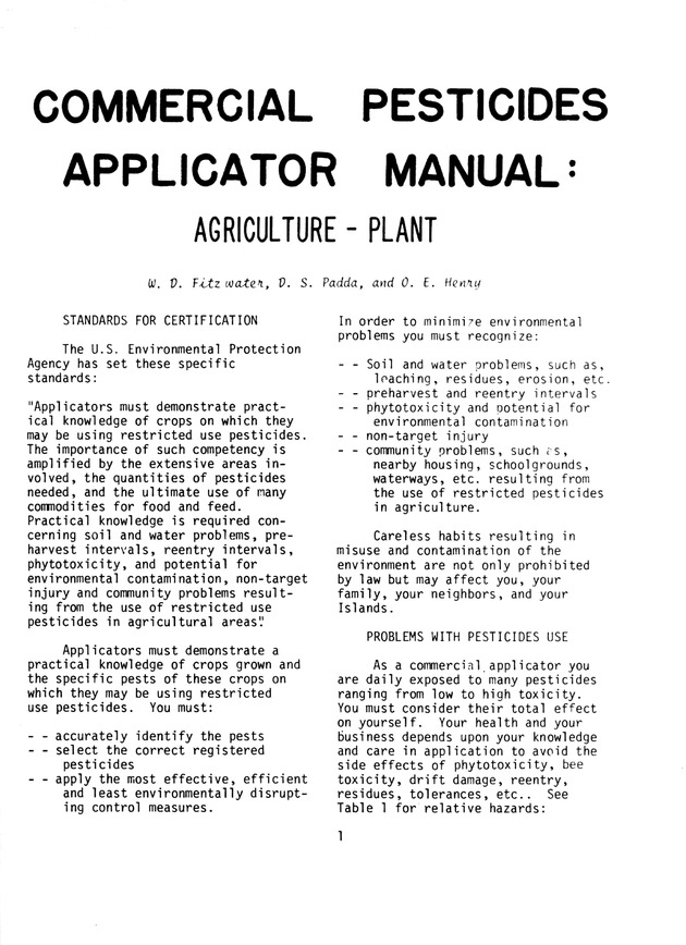 Commercial pesticides applicator manual - Page 1