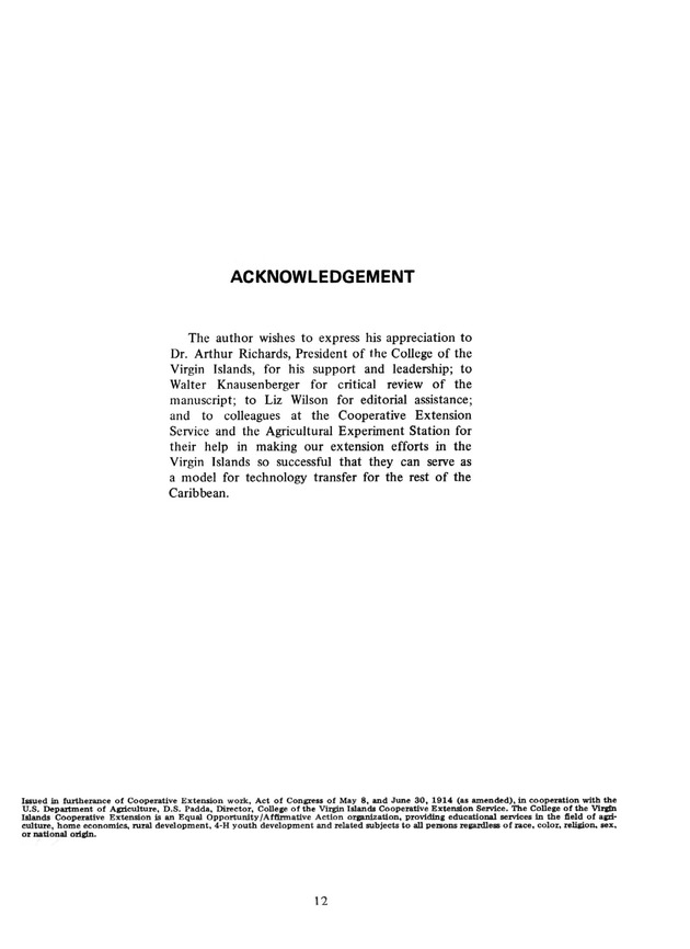 Virgin Islands Cooperative Extension Service: A model for technology transfer systems in the Caribbean - Page 12