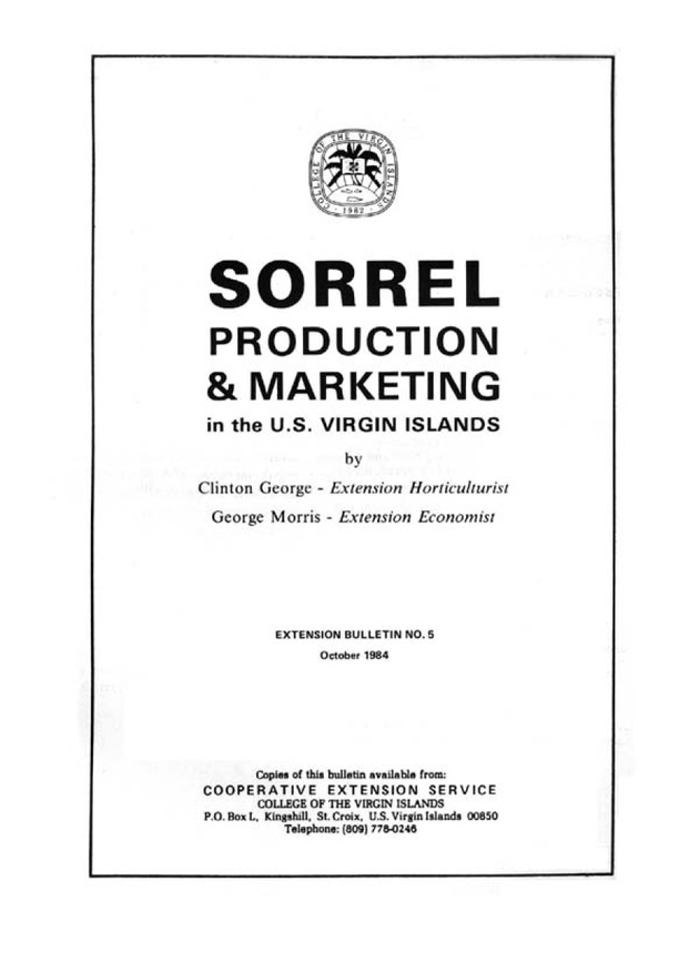 Sorrel production & marketing in the U.S. Virgin Islands - Title Page