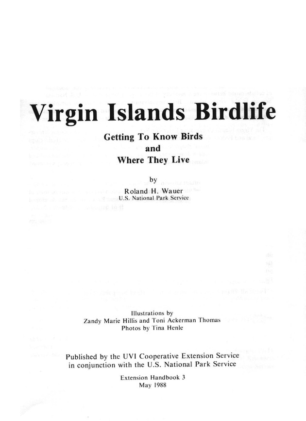 Virgin Islands birdlife - Page i