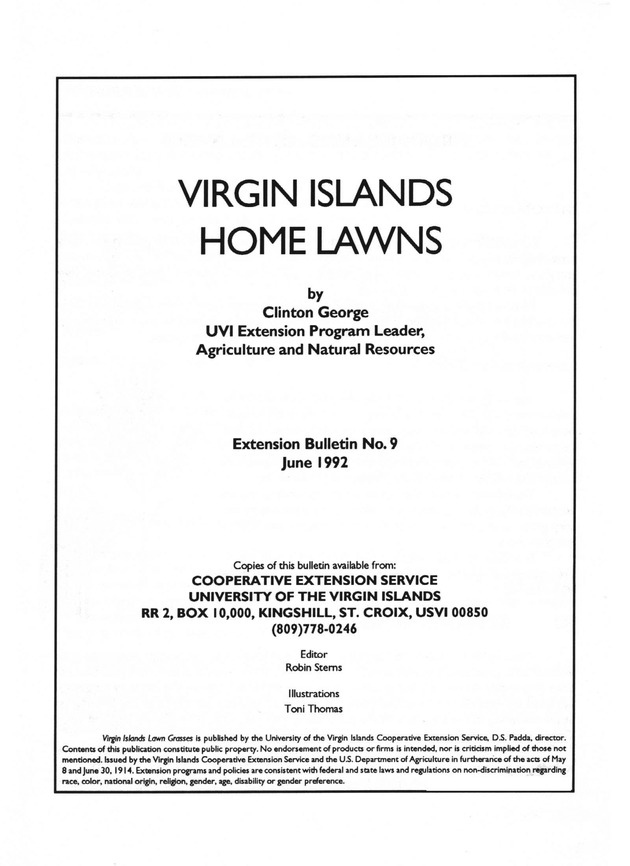 Virgin Islands home lawns - Title Page