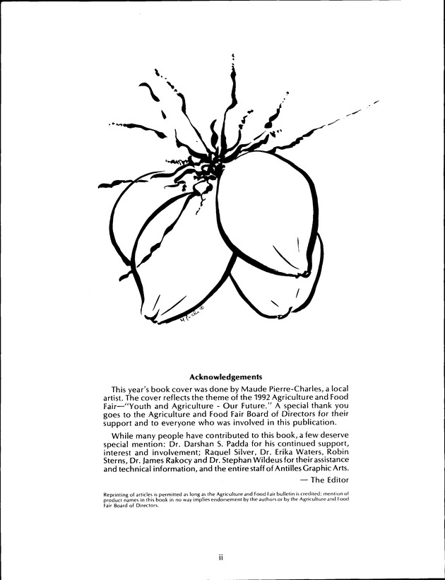 Virgin Islands Agriculture and Food Fair 1992 - Page ii