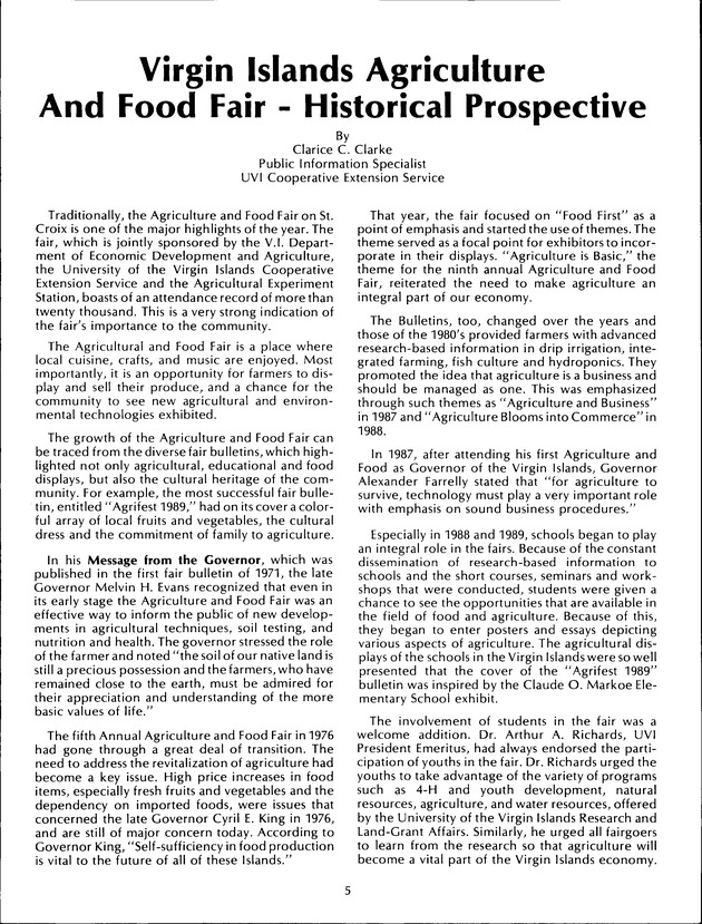 Virgin Islands Agriculture and Food Fair 1992 - Page 5