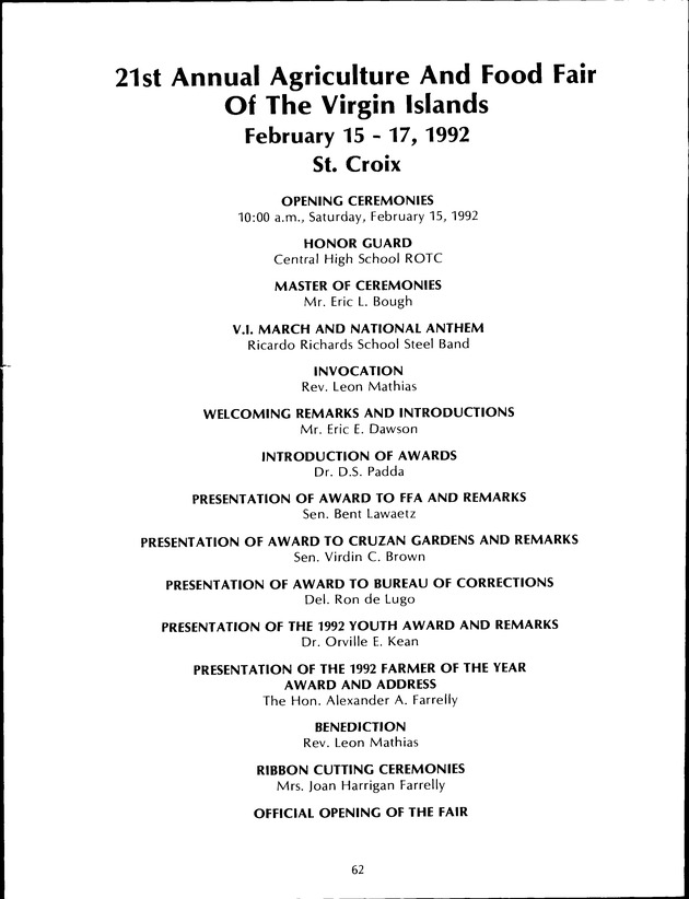 Virgin Islands Agriculture and Food Fair 1992 - Page 62