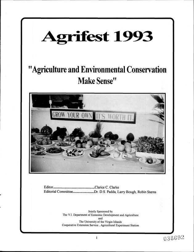 Virgin Islands Agriculture and Food Fair 1993 - Page 1