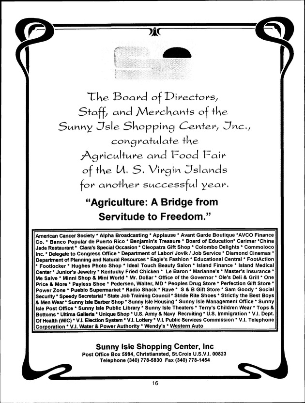 Virgin Islands Agriculture and Food Fair 1998 - Page 16